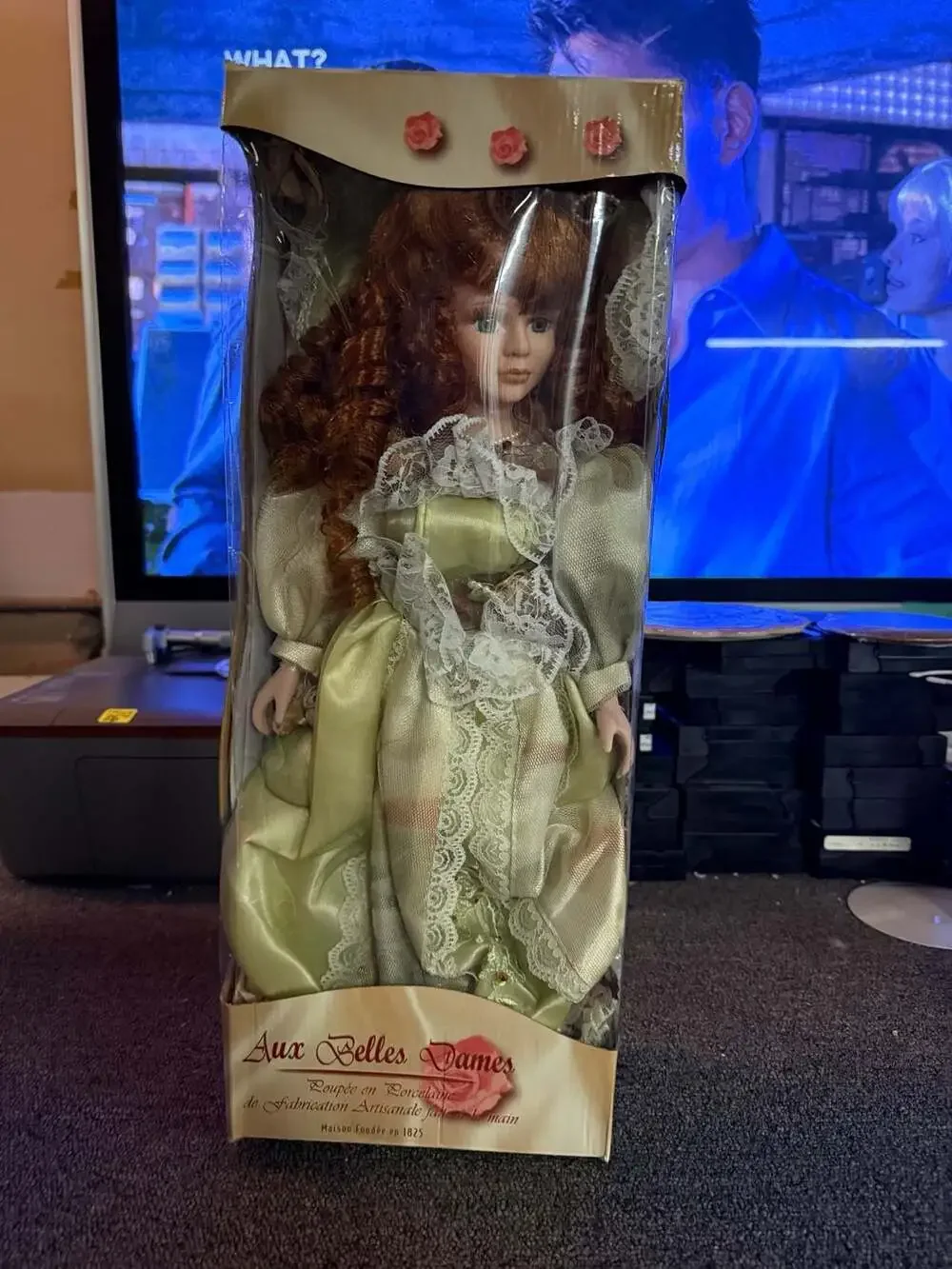 Aux Belles Dames Vintage Hand-Crafted Porcelain Doll in Green Gown